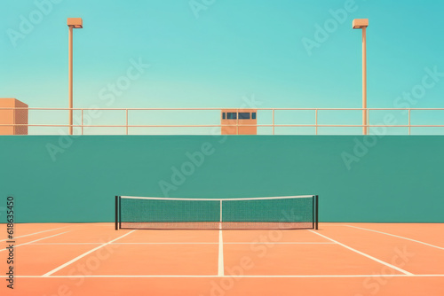 A minimalist depiction of a tennis court, highlighting the geometrical design of the sport © aicandy
