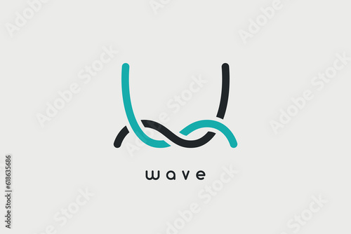 W letter logo design, Wave logotype, Wavy element, Minimalistic logo, Element, Letter, Simple, Minimal