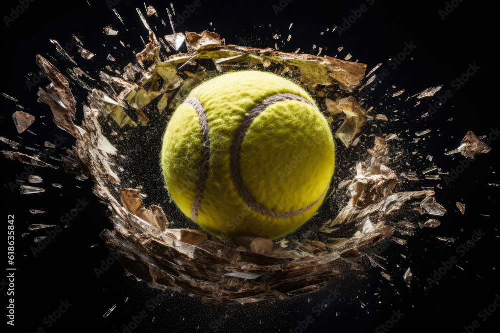 A shattered tennis ball, representing the intensity and ferocity of the game