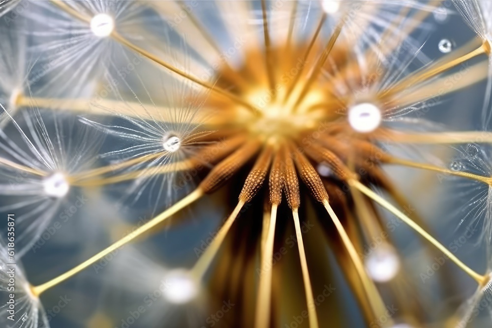 stock photo of Dandelion Taraxacum seeds extreme close photography Generated AI stock photo of Dandelion Taraxacum seeds extreme close photography Generated AI