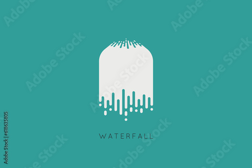 Minimalistic waterfall logo design, Waterfall logotype, Water, River, Smple element