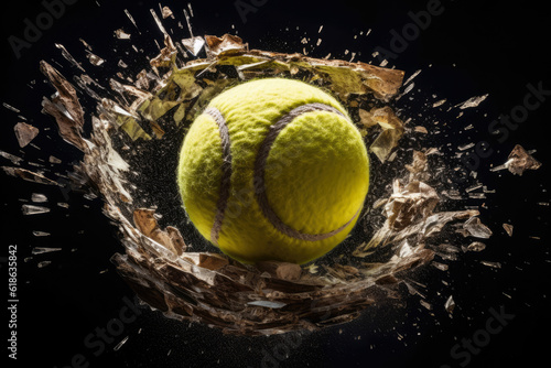 A shattered tennis ball, representing the intensity and ferocity of the game