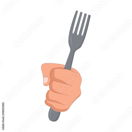 Isolated hand holding a fork icon Vector