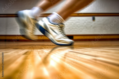 A racquetball player's feet in motion, a testament to the agility and quickness demanded by the sport photo