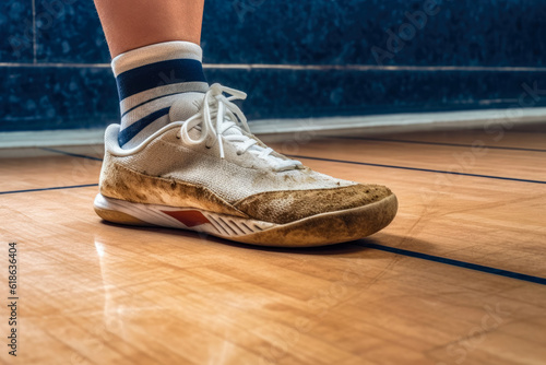 A racquetball player's shoes skidding across the court, the scuff marks left behind telling a tale of an intense match