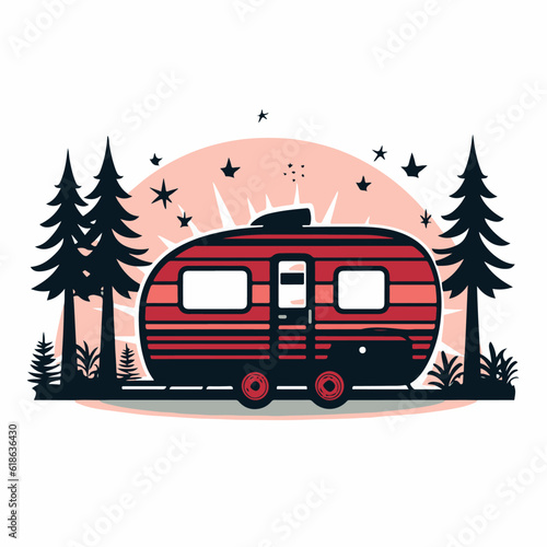 Wallpaper Mural Vacation Caravan illustration. woodland and night Torontodigital.ca