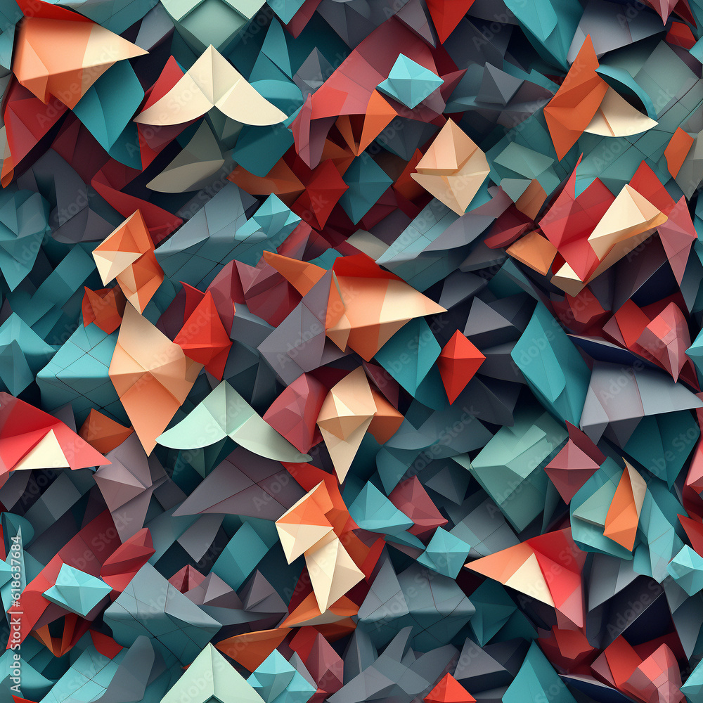 A Continuous Repeating Tile Pattern with a 3D Origami Design | Generative AI A Continuous Repeating Tile Pattern with a 3D Origami Design | Generative AI