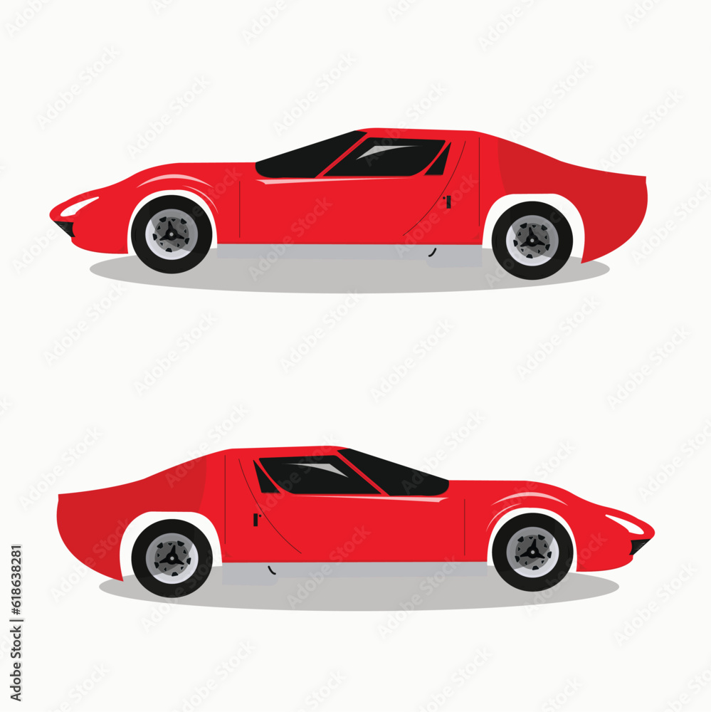 Sports Car in side view Flat style vector Sports Car in side view Flat style vector