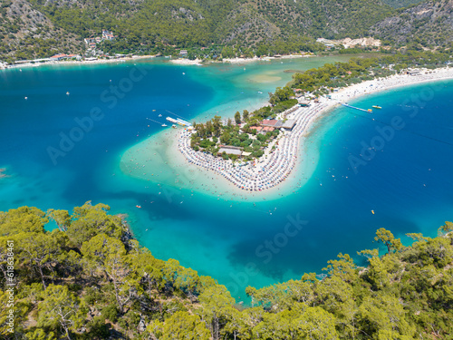 Fototapeta Naklejka Na Ścianę i Meble -  Oludeniz beach, Blue Lagoon aerial, Turkey