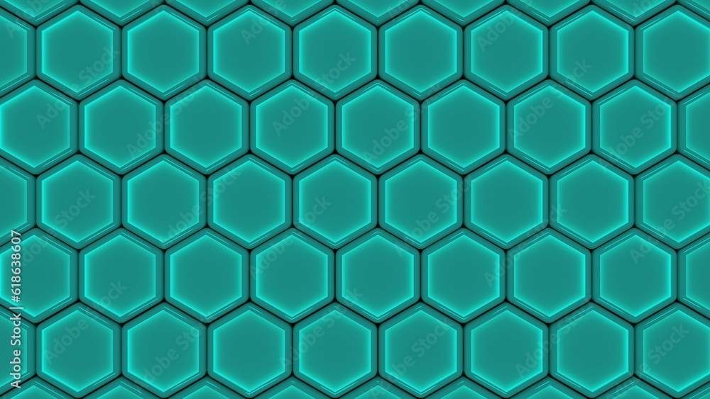Hexagons in soft turquoise lighting Hexagons in soft turquoise lighting