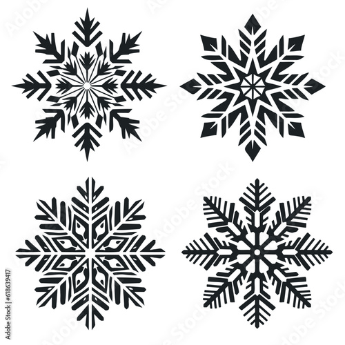 Wallpaper Mural snowflake winter set black isolated silhouette icons on white background Torontodigital.ca