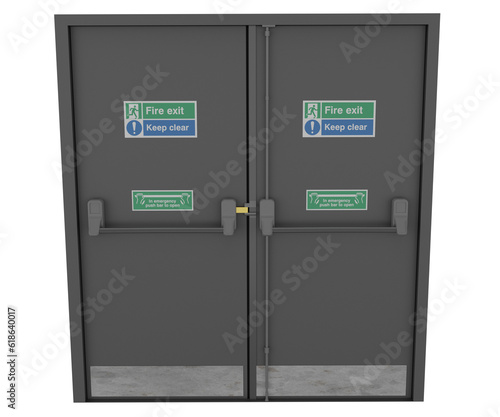 3d rendering gray emergency double doors
