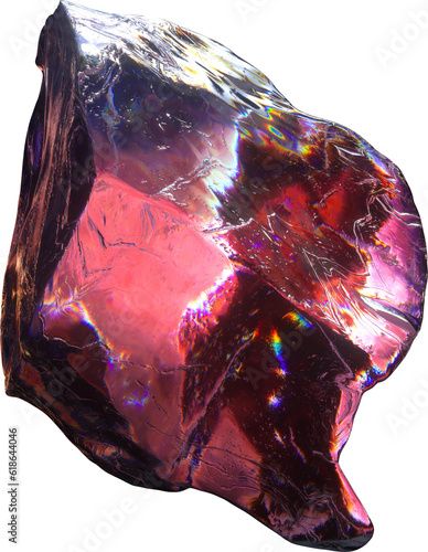 Colorful Crystal Abstract 3d Glowing Gemstone Isolated on Transparent Background