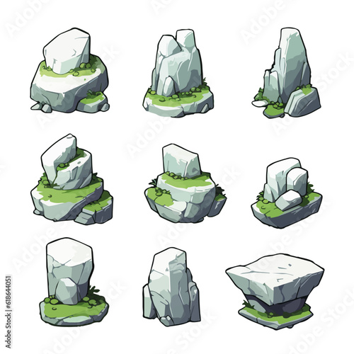 Isometric stylized Rocks 2D sprite (Generative AI)