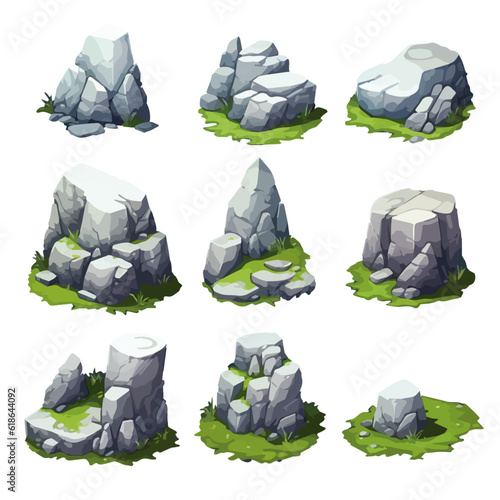 Isometric stylized Rocks 2D sprite (Generative AI)