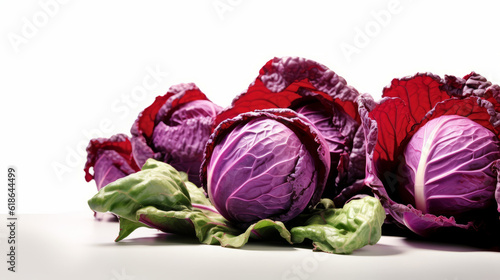 Red cabbage on the white background. Created with Generative AI technology.