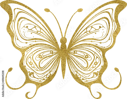 Obraz na płótnie Gold Glitter Butterfly Drawing