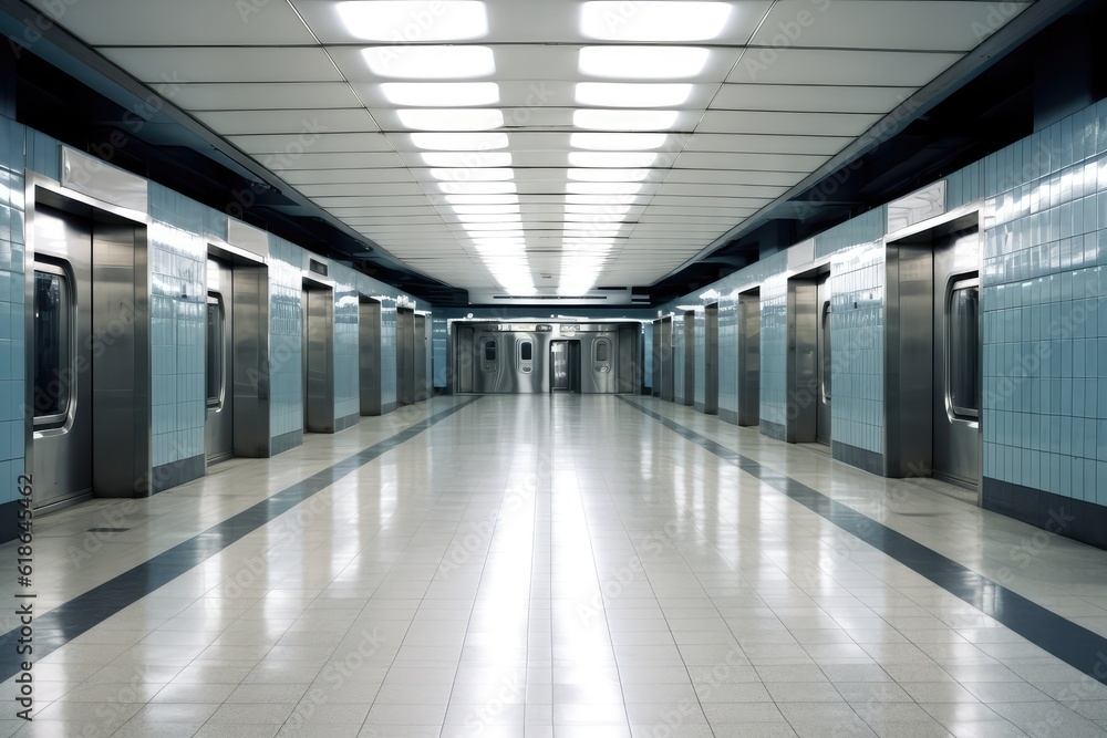Fototapeta premium stock photo of empty Subway station photography Generated AI