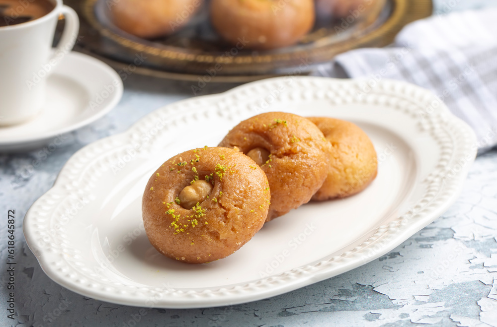 Traditional delicious Turkish dessert (Turkish name; Sekerpare) Traditional delicious Turkish dessert (Turkish name; Sekerpare)