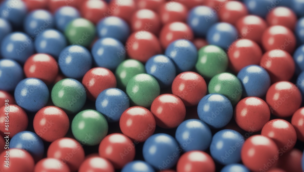 An Artful Depiction Of A Daring Mix Of Red, Blue And Green Candy Balls An Artful Depiction Of A Daring Mix Of Red, Blue And Green Candy Balls