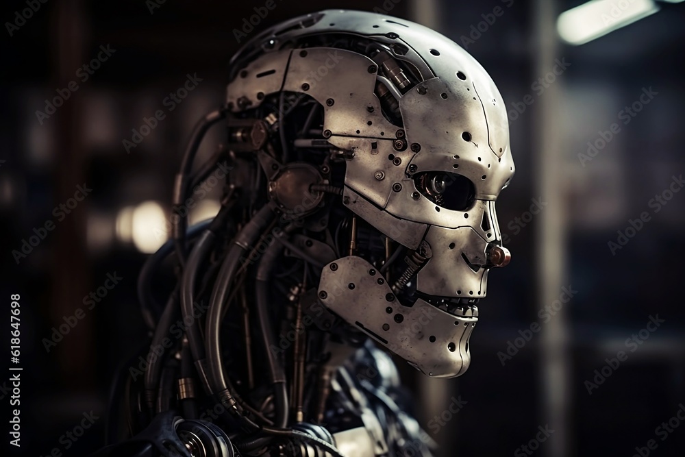 A metal robot transformer, Generative AI illustrations A metal robot transformer, Generative AI illustrations