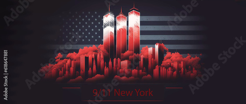 Think back to 9/11 in New York. Banner. Generated AI photo