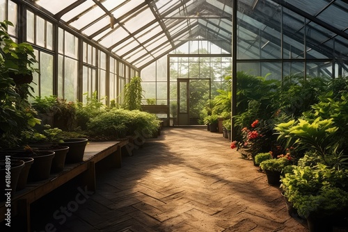 stock photo of greenhouse garden photography Generated AI