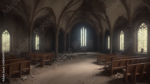 An Illustration Of A Hauntingly Beautiful Church With A Lot Of Windows