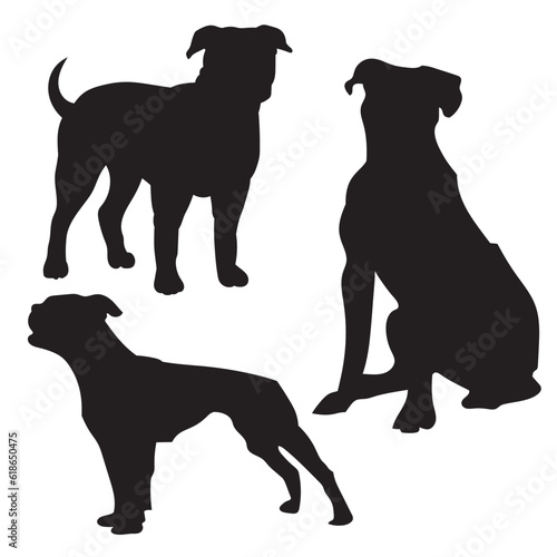 Free vector hand drawn American Bulldog silhouette set illustration