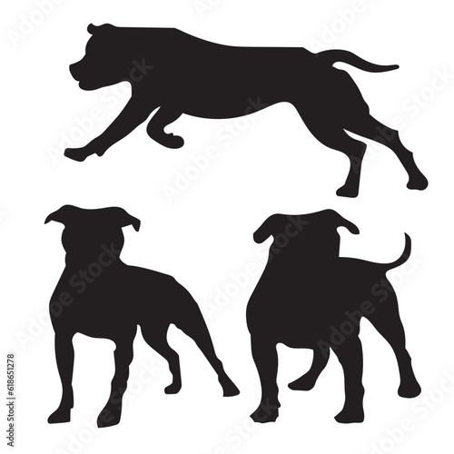 Various silhouettes of American Bulldog