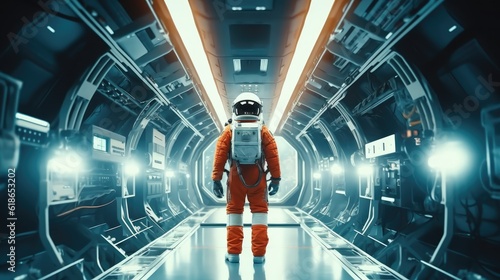 Leinwand Poster Сosmonaut in modern spacesuit
