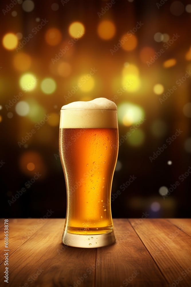 glass of beer background and empty space for text, generative ai