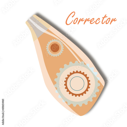 Modern stationery barcode corrector, ribbon corrector for schoolchildren and students. Bright orange stylish design.