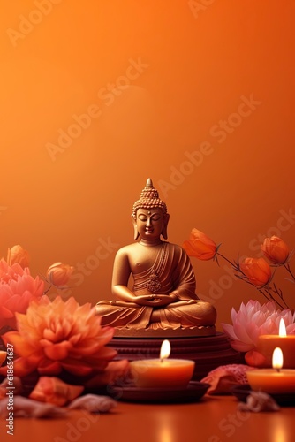 buddha statue background and free space for text  generative ai