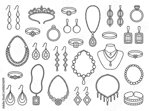 Jewelry items doodle set Fototapet