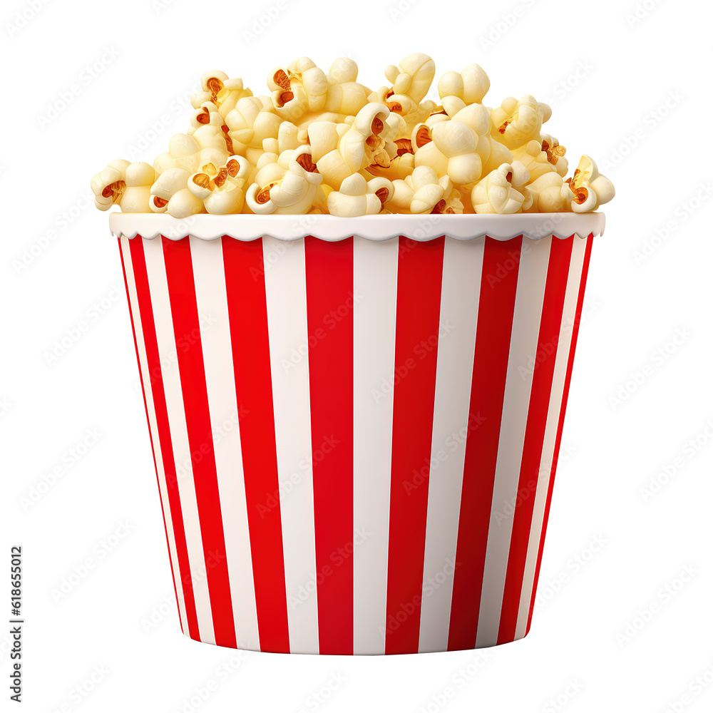 ภาพประกอบสต็อก Large Full Bucket of Popcorn, Popcorn Tub, Isolated on