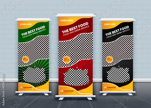 food roll up banner design and restaurant xbanner template