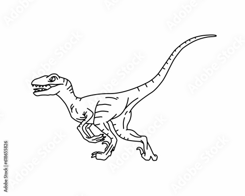 Velociraptor dinosaur vector illustration. Dinosaur coloring book. Wildlife lover.