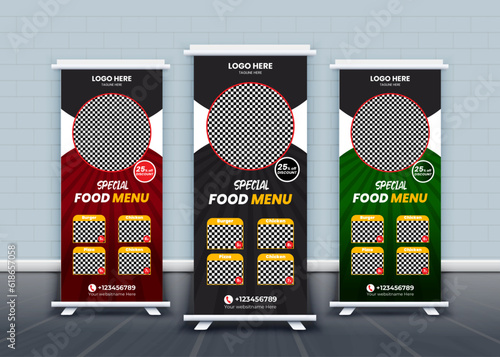 food roll up banner design and special delicious food menu