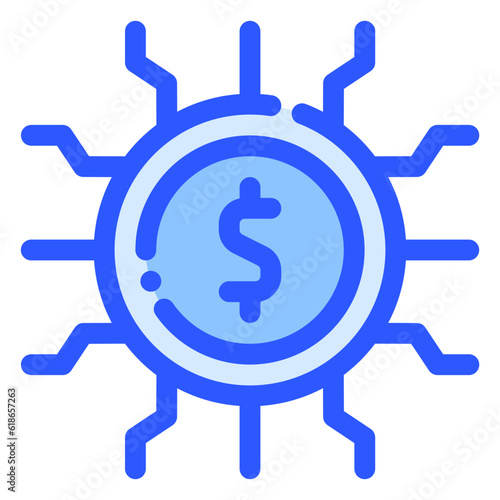 digital currency icon in bluetone style