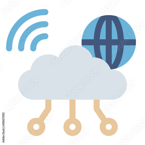 cloud network icon in flat style