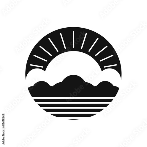 Summer vibe vector graphic, ice cream, sea star, flip flops, drink, sunglasses, palm trees, sunbed
