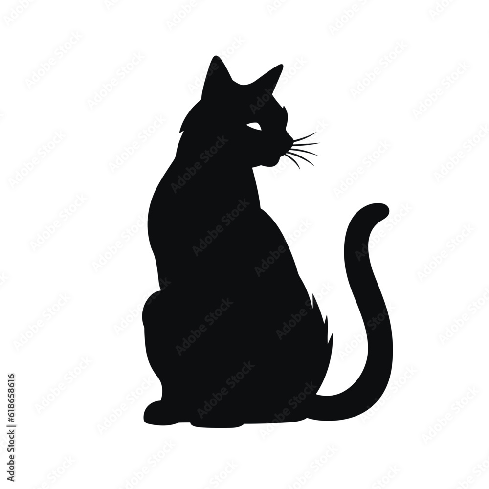 Cat Silhouette, Black and white SVG isolated graphics in the white background Cat Silhouette, Black and white SVG isolated graphics in the white background