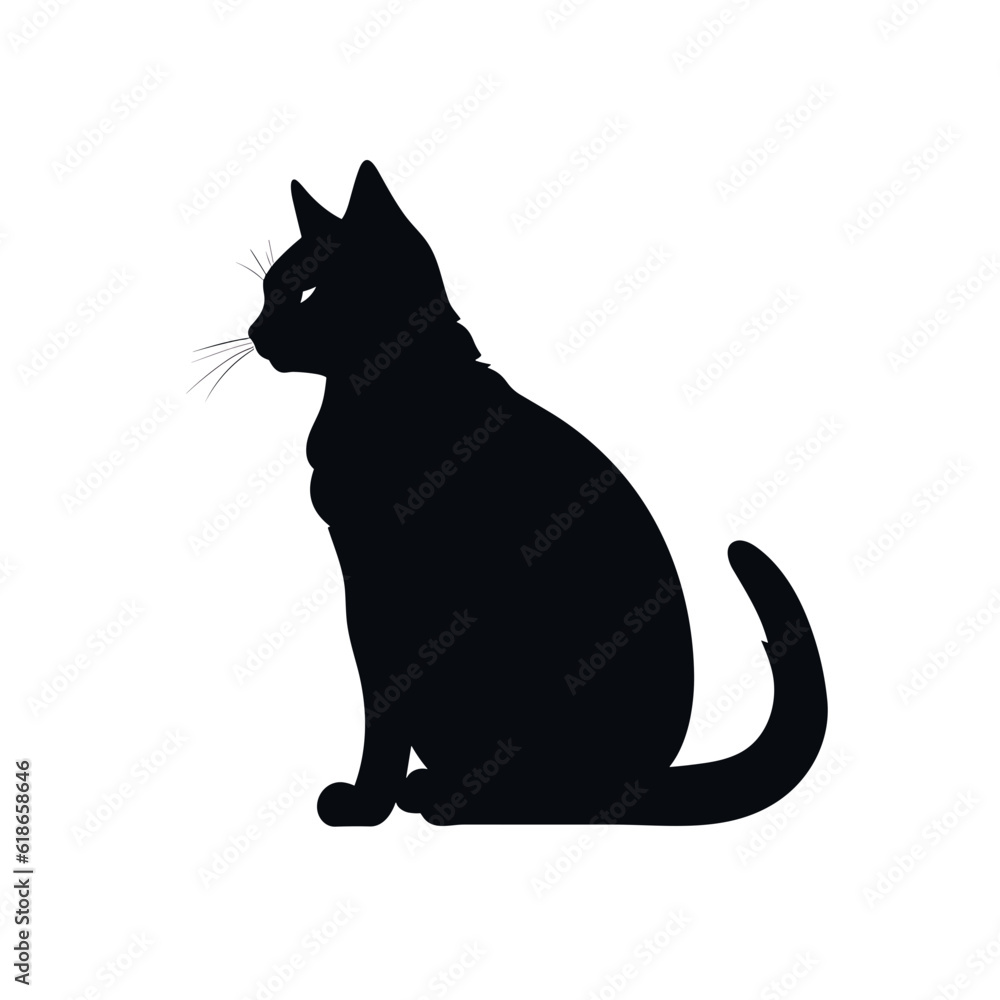 Cat Silhouette, Black and white SVG isolated graphics in the white background Cat Silhouette, Black and white SVG isolated graphics in the white background