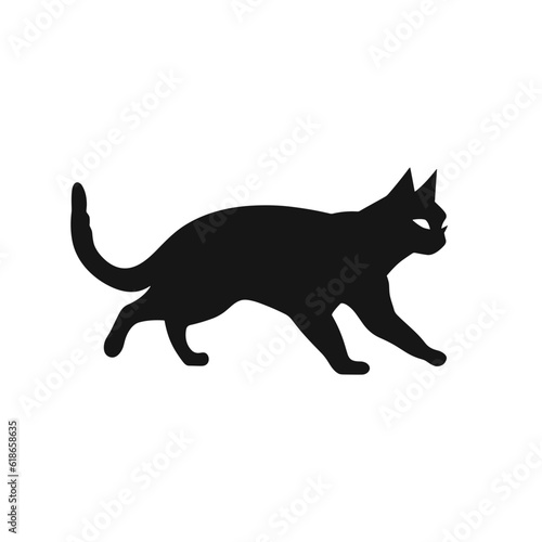 Cat Silhouette  Black and white SVG isolated graphics in the white background