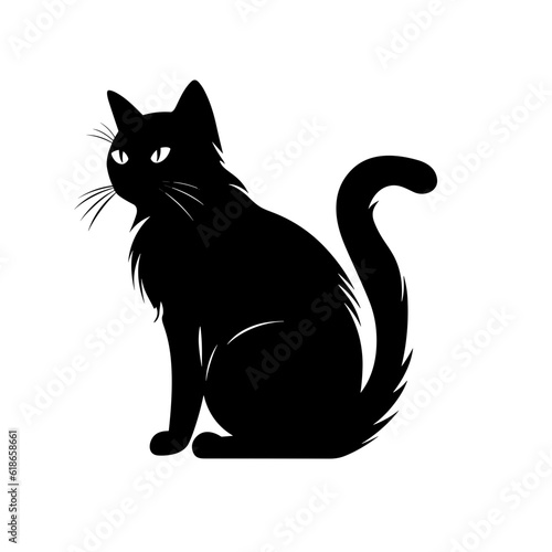 Cat Silhouette  Black and white SVG isolated graphics in the white background