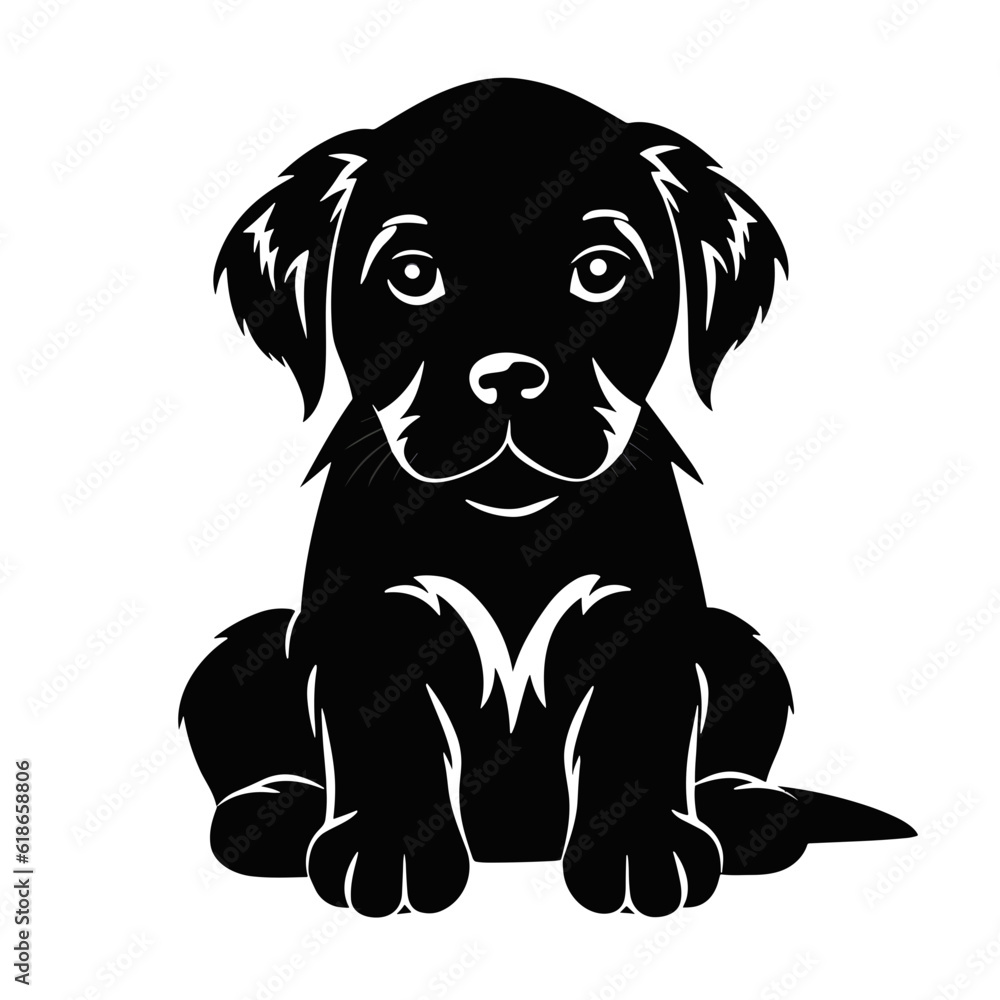 Fototapeta premium Dog Silhouette isolated graphic, wolf, puppy, breed, black and white