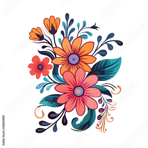 Flowers colourful graphic, vector svg, floral nature illustration