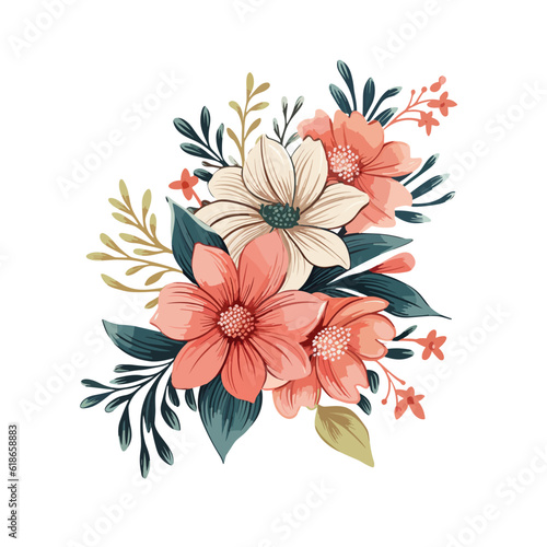 Flowers colourful graphic, vector svg, floral nature illustration