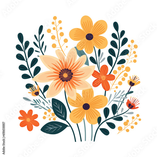 Flowers colourful graphic, vector svg, floral nature illustration